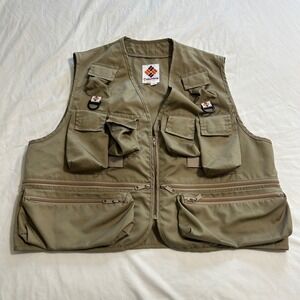 Vintage Columbia Sportswear Fishing Vest XL Khaki Tan Made in USA Utility Gorp